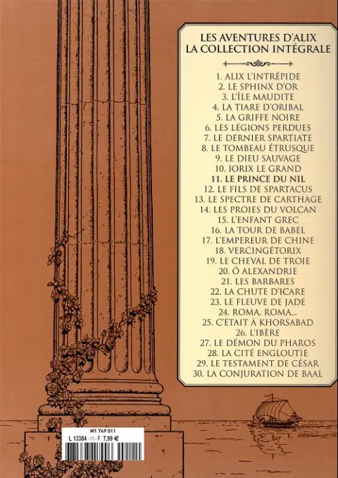 Verso de l'album Alix La collection Tome 11 Le prince du Nil