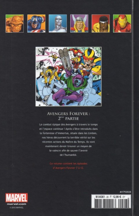 Verso de l'album Marvel Comics - La collection de référence Tome 28 Avengers - Forever, 2ème partie