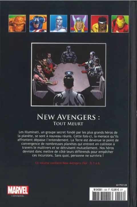 Verso de l'album Marvel Comics - La collection de référence Tome 128 New Avengers - Tout Meurt