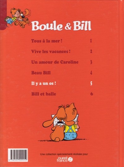 Verso de l'album Boule et Bill Ouest France Tome 5 Il y a un os !