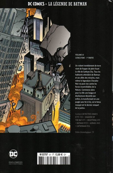 Verso de l'album DC Comics - La Légende de Batman Volume 61 Cataclysme - 1re partie