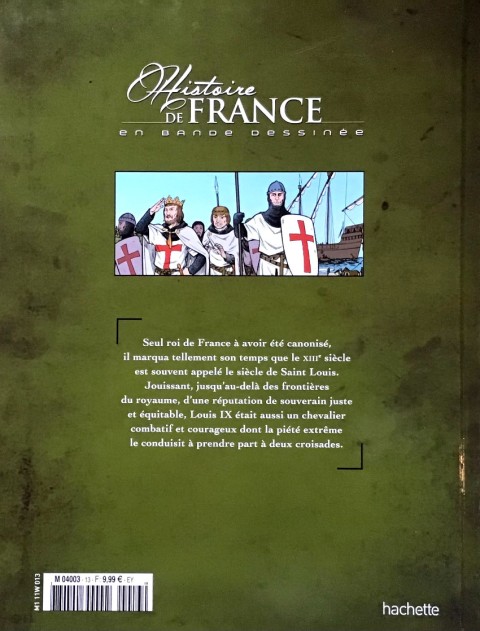 Verso de l'album Histoire de France en bande dessinée Tome 15 Saint Louis le roi chevalier 1226-1270