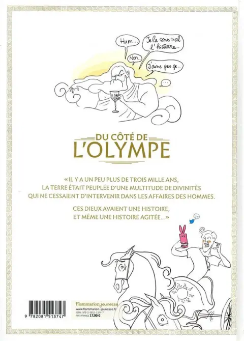Verso de l'album Du côté de l'Olympe Un précis de mythologie savamment déjanté
