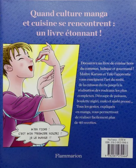 Verso de l'album Sushi Manga Recettes illustrées et expliquées en BD