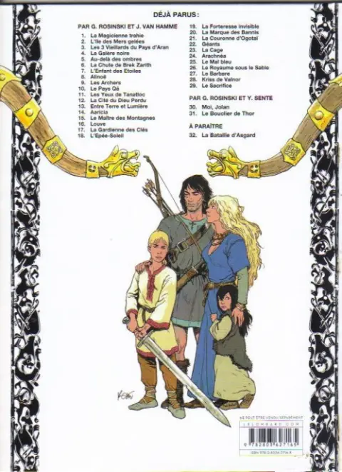 Verso de l'album Thorgal Tome 28 Kriss de Valnor