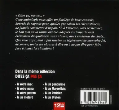 Verso de l'album Dites ça, pas ça ! À un Corse, pour éviter tout malentendu !