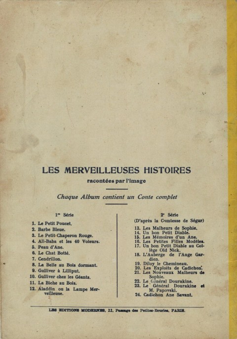 Verso de l'album Les merveilleuses histoires racontées par l'image 23 Le général Dourakine et madame Papofski