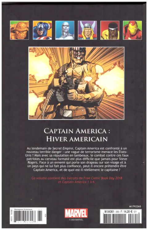 Verso de l'album Marvel Comics - La collection de référence Tome 265 Captain America - Hiver Americain