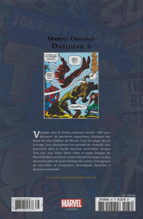 Verso de l'album Marvel Origines N° 66 Daredevil 6 (1967)