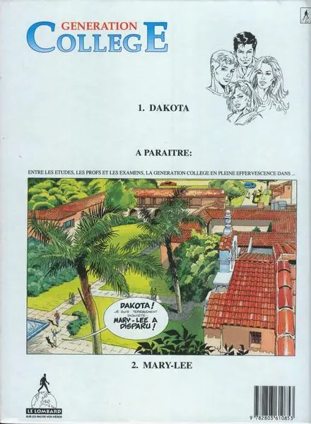 Verso de l'album Génération collège Tome 1 Dakota