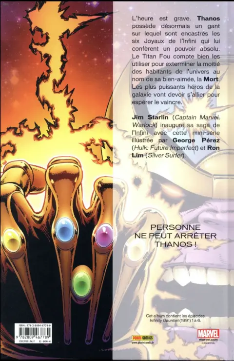 Verso de l'album Infinity Gauntlet