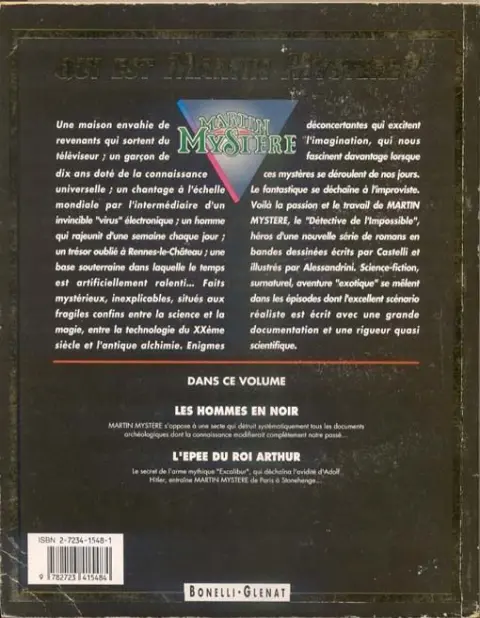 Verso de l'album Martin Mystère Tome 1 Les hommes en noir
