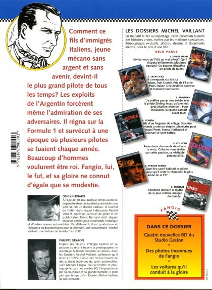 Verso de l'album Dossiers Michel Vaillant Tome 8 Fangio l'homme qui fut roi