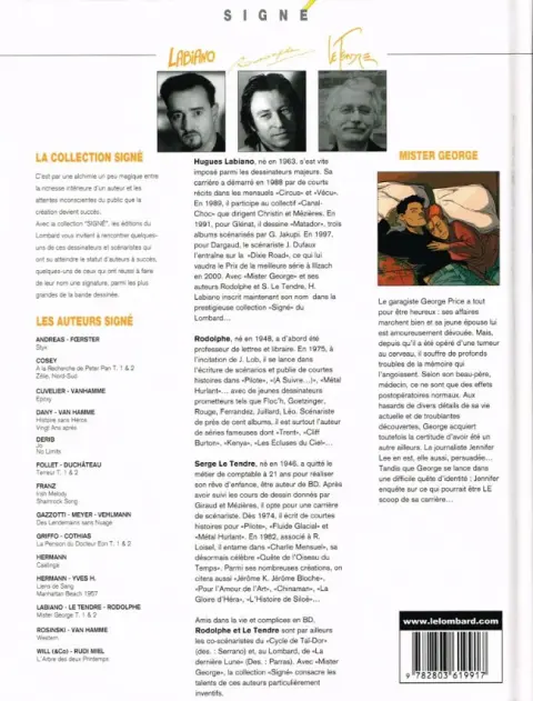 Verso de l'album Mister George Tome 2 Mister George 2