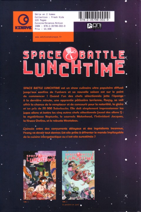 Verso de l'album Space Battle Lunchtime Tome 1 Lumières, caméra, miamction !