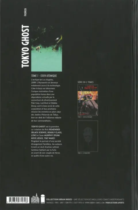 Verso de l'album Tokyo Ghost Tome 1 Eden atomique