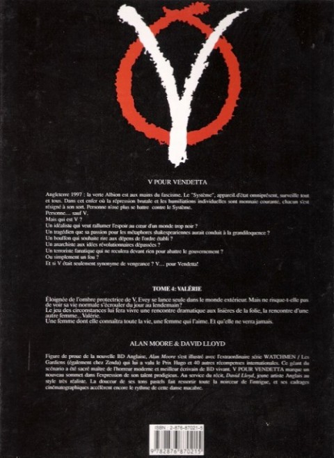 Verso de l'album V pour Vendetta Tome 4 Valérie
