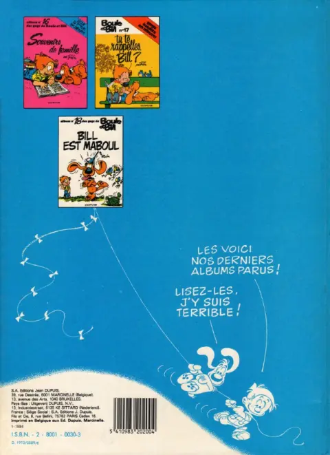 Verso de l'album Boule & Bill Tome 1 60 gags de Boule et Bill