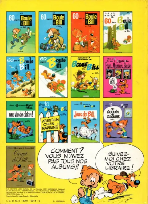 Verso de l'album Boule & Bill Tome 9 Une vie de chien !