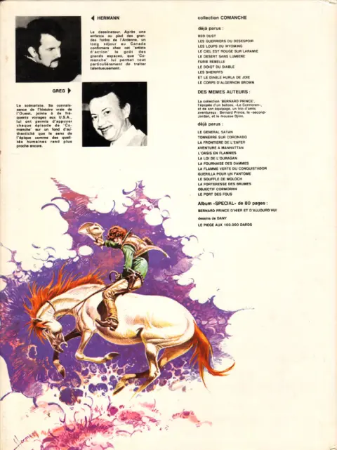 Verso de l'album Comanche Tome 2 Les guerriers du désespoir