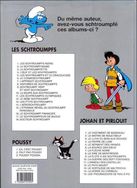 Verso de l'album Les Schtroumpfs Tome 2 Le Schtroumpfissime (+ Schtroumpfonie en ut)