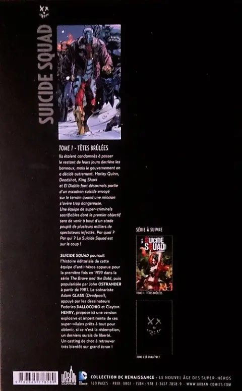 Verso de l'album Suicide Squad Tome 1 Têtes brûlées