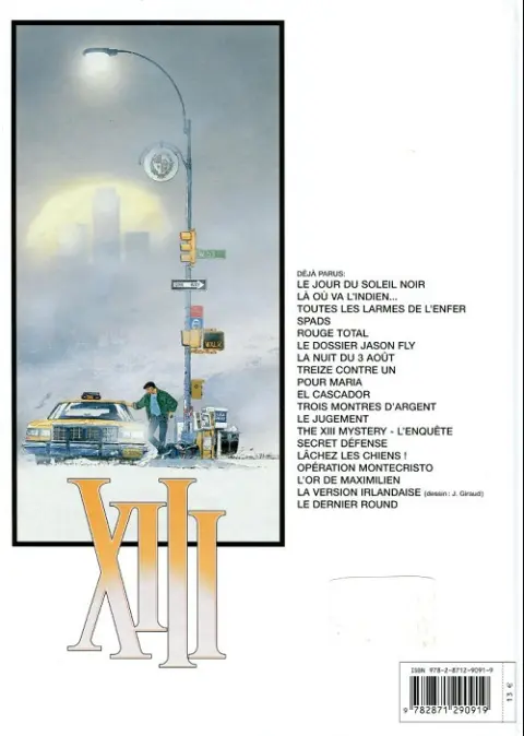 Verso de l'album XIII Tome 13 The XIII mystery - L'enquête