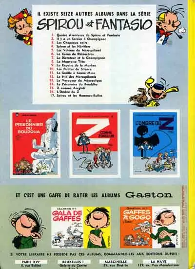 Verso de l'album Spirou et Fantasio Tome 12 Le nid des Marsupilamis