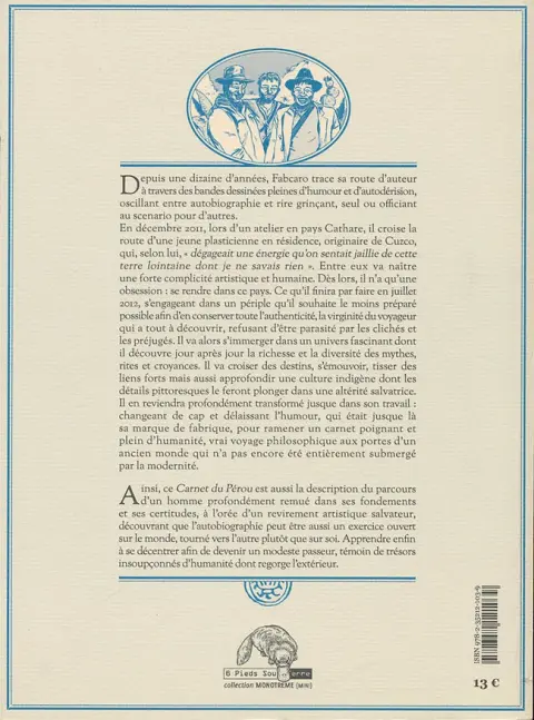 Verso de l'album Carnet du Pérou Carnet du Pérou - Sur la route de Cuzco