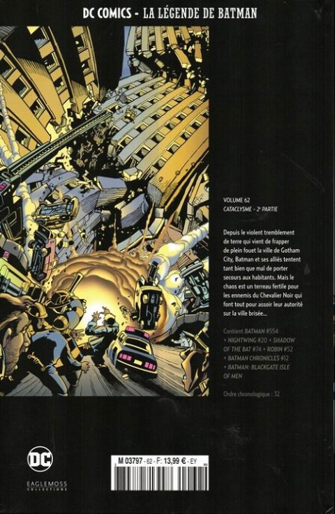 Verso de l'album DC Comics - La Légende de Batman Volume 62 Cataclysme - 2e partie