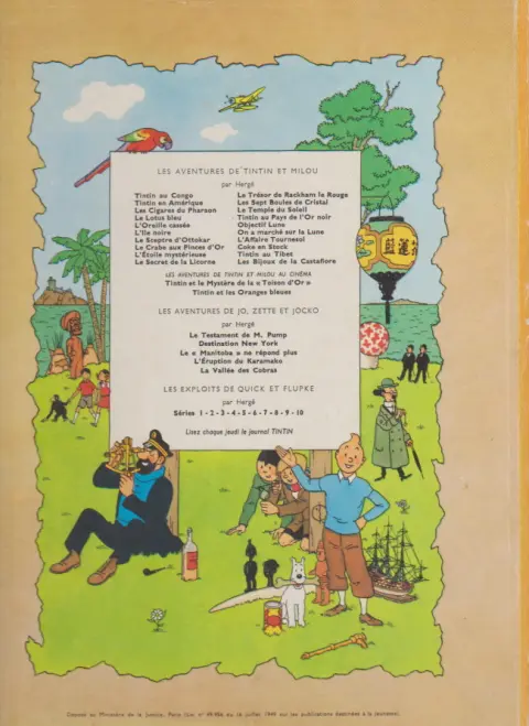 Verso de l'album Tintin Tome 10 L'étoile mystérieuse