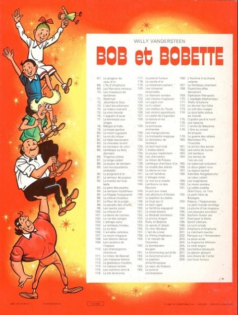Verso de l'album Bob et Bobette Tome 78 Margot la folle