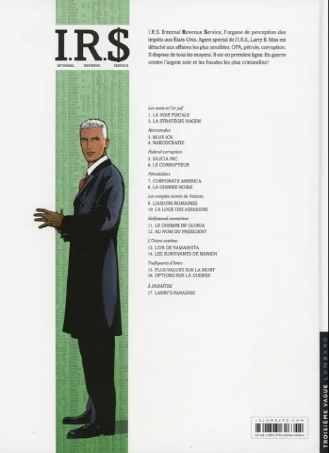 Verso de l'album I.R.$. Tome 12 Au nom du président