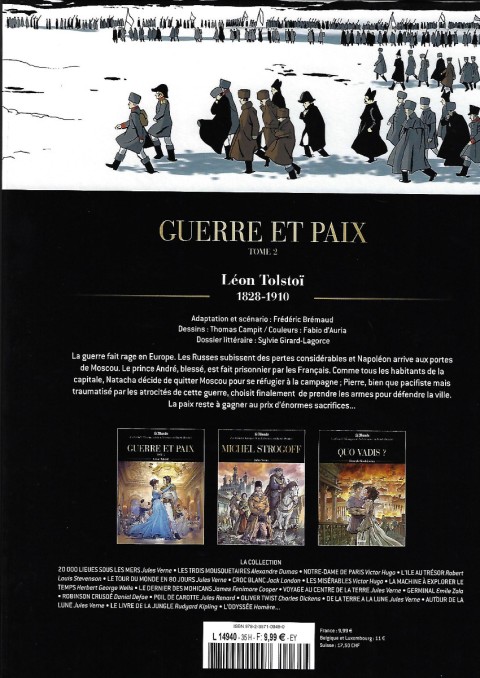 Verso de l'album Les Grands Classiques de la littérature en bande dessinée Tome 23 Guerre et Paix - Tome 2