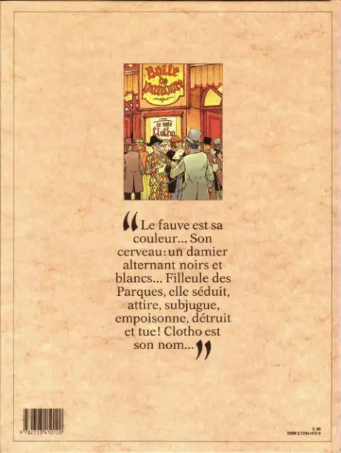 Verso de l'album Clotho Tome 1 Le gambit des innocents
