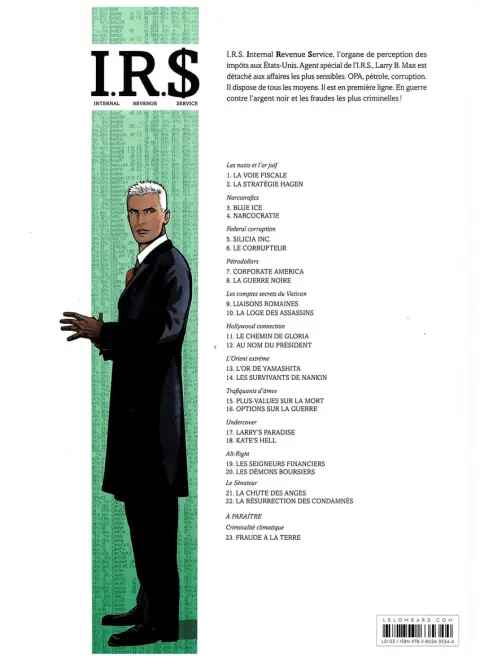 Verso de l'album I.R.$. Tome 16 Options sur la guerre