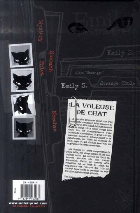 Verso de l'album Emily the Strange Tome 1 Morte d'ennui