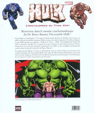 Verso de l'album Hulk - L'encyclopédie du Titan Vert