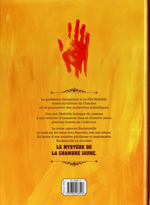 Verso de l'album Une aventure de Rouletabille Tome 1 Le mystère de la chambre jaune
