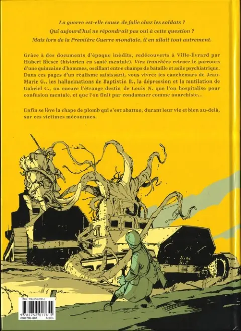 Verso de l'album Vies tranchées Les Soldats Fous de la Grande Guerre