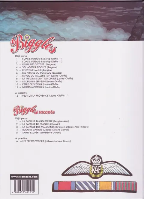 Verso de l'album Biggles Tome 1 Le cygne jaune