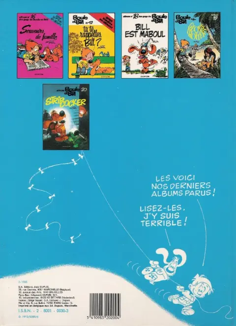 Verso de l'album Boule & Bill Tome 1 60 gags de Boule et Bill