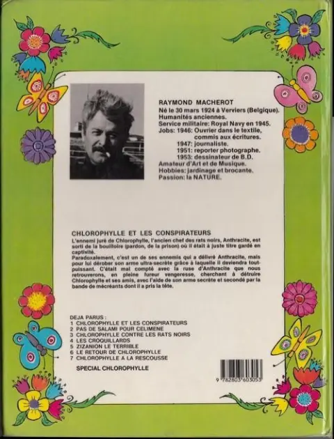 Verso de l'album Chlorophylle Tome 1 Chlorophylle et les conspirateurs
