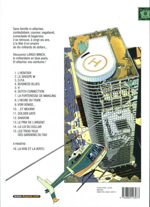Verso de l'album Largo Winch Tome 7 La forteresse de Makiling