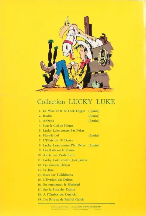 Verso de l'album Lucky Luke Tome 20 Billy the Kid