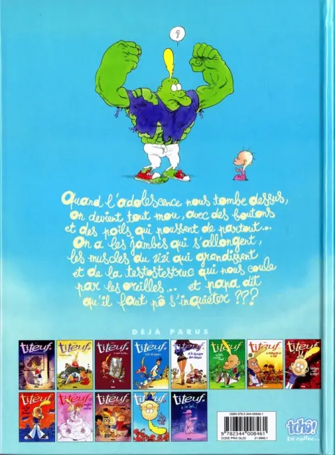 Verso de l'album Titeuf Tome 14 Bienvenue en adolescence !