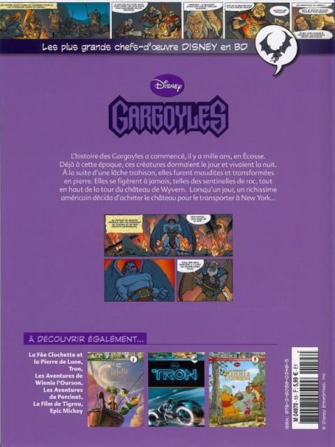 Verso de l'album Les plus grands chefs-d'œuvre Disney en BD Tome 55 Gargoyles