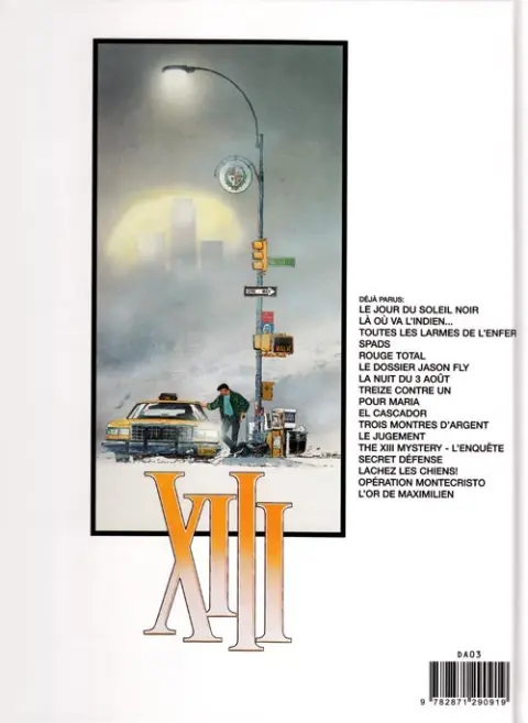 Verso de l'album XIII Tome 13 The XIII mystery - L'enquête
