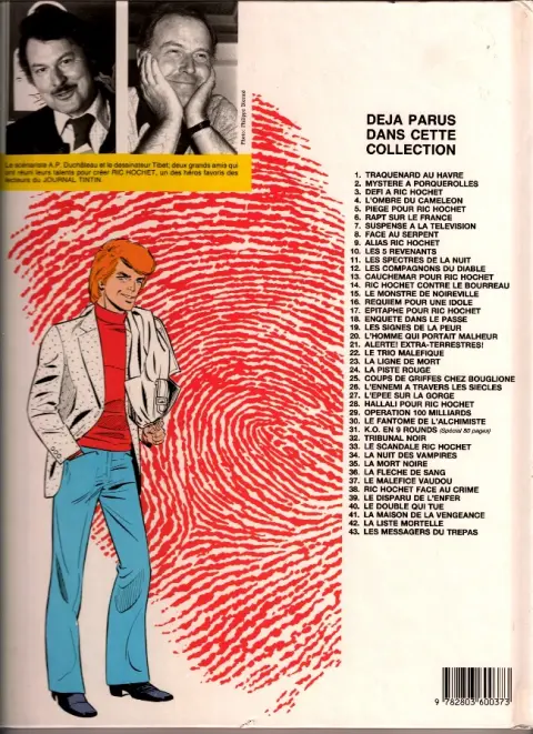 Verso de l'album Ric Hochet Tome 35 La mort noire
