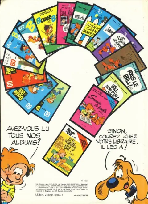 Verso de l'album Boule & Bill Tome 15 Bill, nom d'un chien !